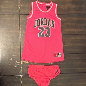 Jordan Bright Pink Jersey Dress with Matching Bottoms